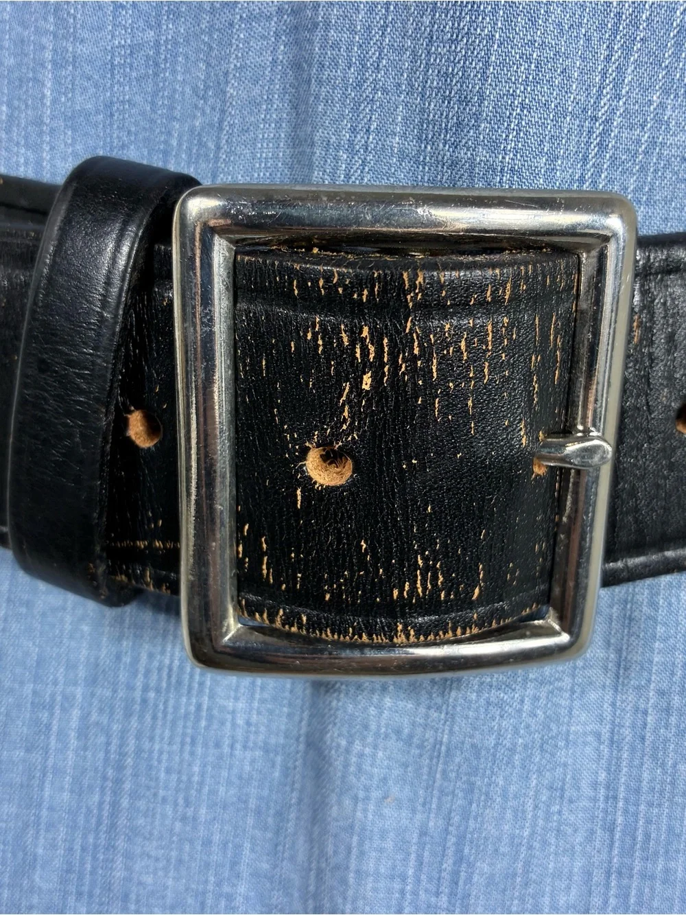 Vntg DeSantis leather belt heavy duty Sz 38 black